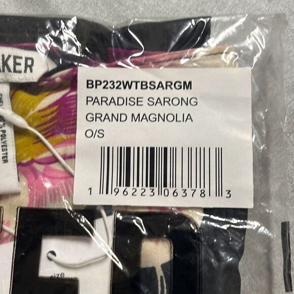 $150 Walter Baker O/S Paradise Sarong Dress Beach Cover Up Black Pink Floral NWT - Picture 7 of 8